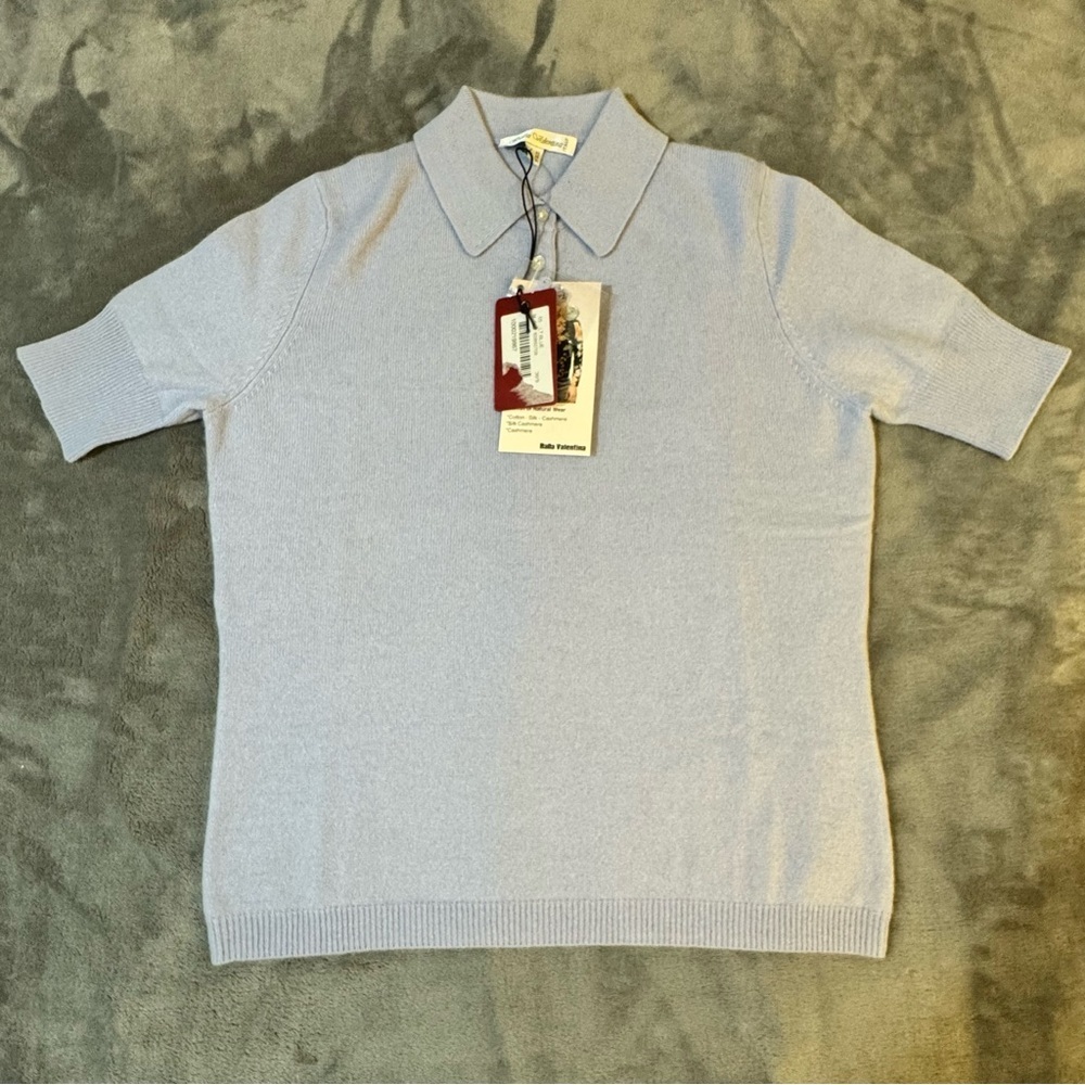 100% Cashmere Sky Blue Short Sleeve Top

#1412